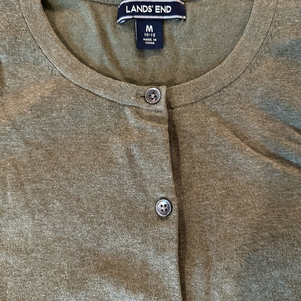Lands' End Olive Green Cardigan